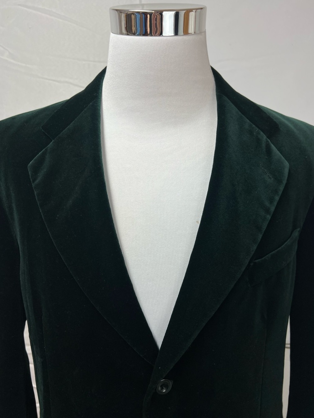 Men’s 44L Dark Green Velvet Stacy Adams Blazer Jacket Vintage Sport Coat - Picture 5 of 8